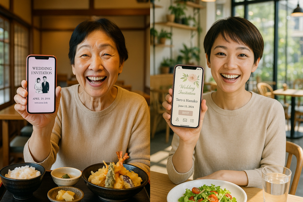 web招待状を受けとった親族と友人のイメージ