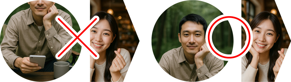 web招待状のプロフィール写真のトリミングイメージ