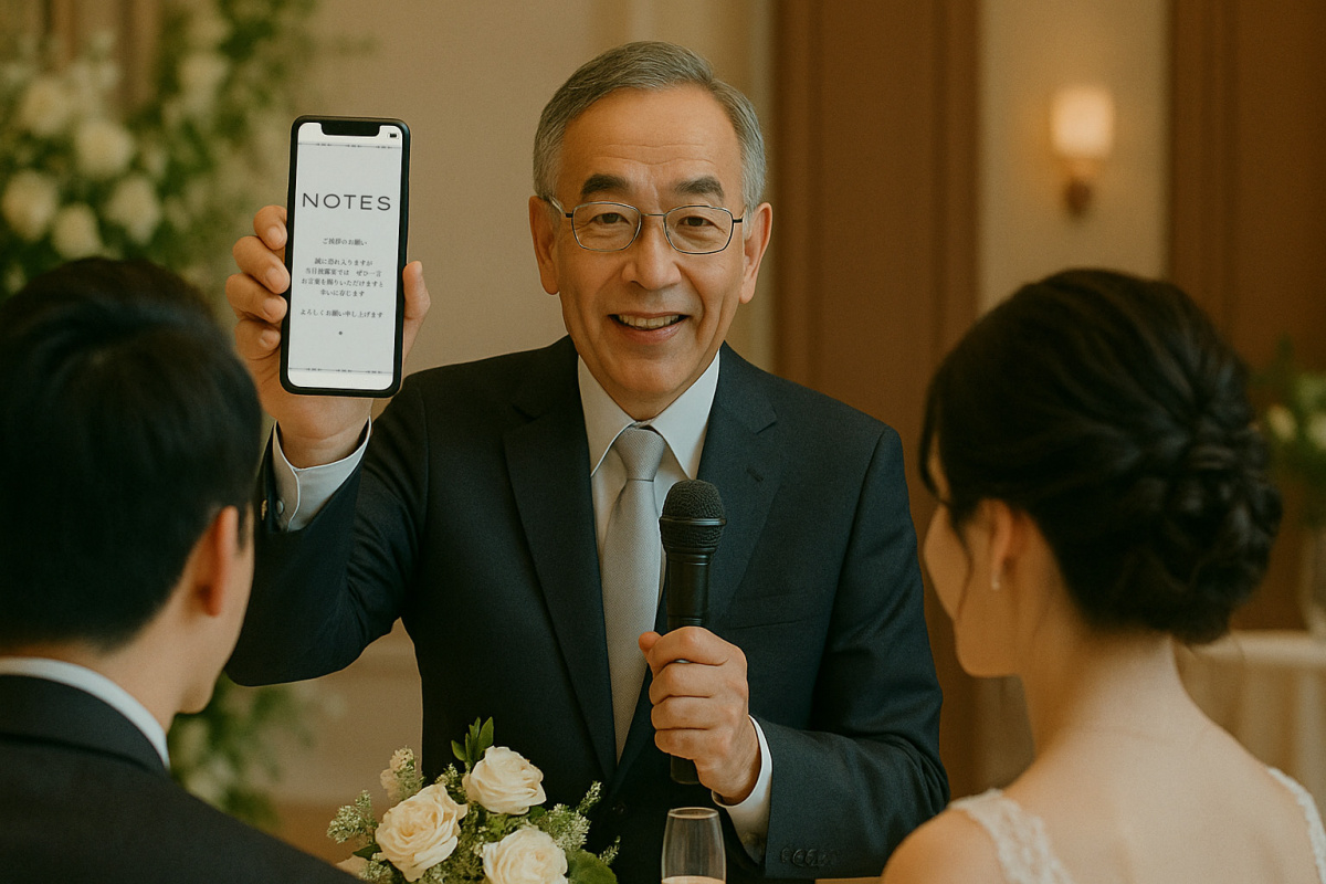 上司がweb招待状でご挨拶の依頼を承けたイメージ
